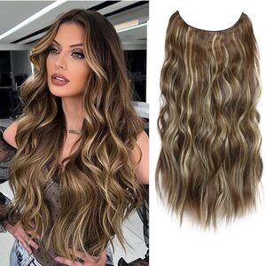 Invisible Wire Hair Extensions with Transparent Wire Synthetic Hair Long Wig